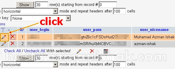 click database
