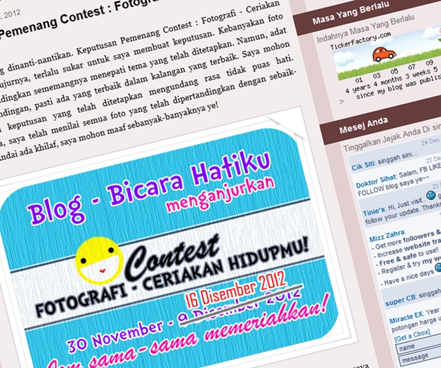 Hehhehehe.. macam tak percaya plak, pertama kali join contest..
