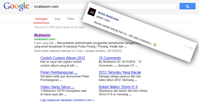 Google search engine result page