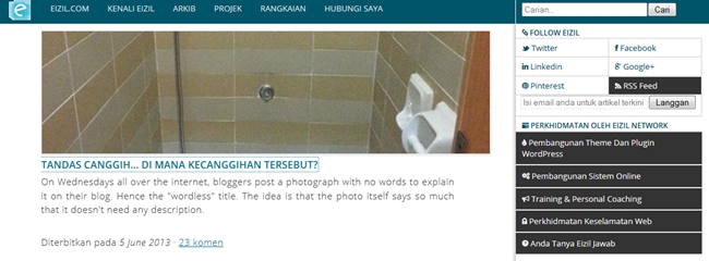 Blog sifu WordPress. Sape lagi kalau bukan En Eizil kita ni..